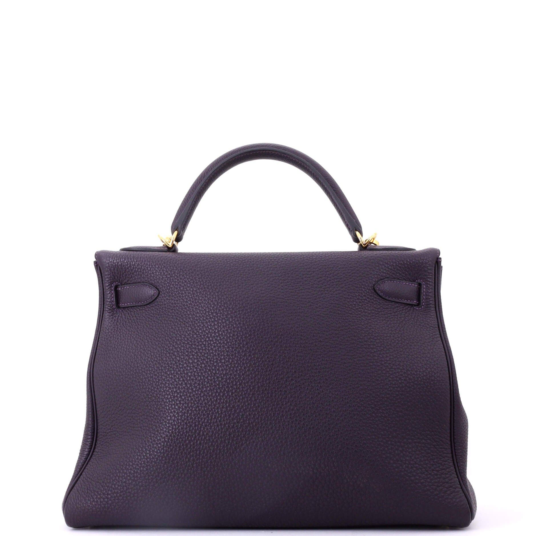 Pre-Owned Hermes Kelly Handbag Purple Togo with Gold Hardware 32, Alternate, color, Raisin
