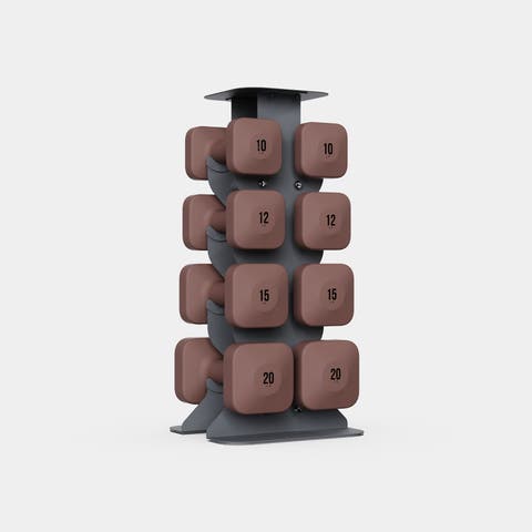 SafeGrip Dumbbells Upper Set with Dark Rack - 10, 12, 15, 20lbs