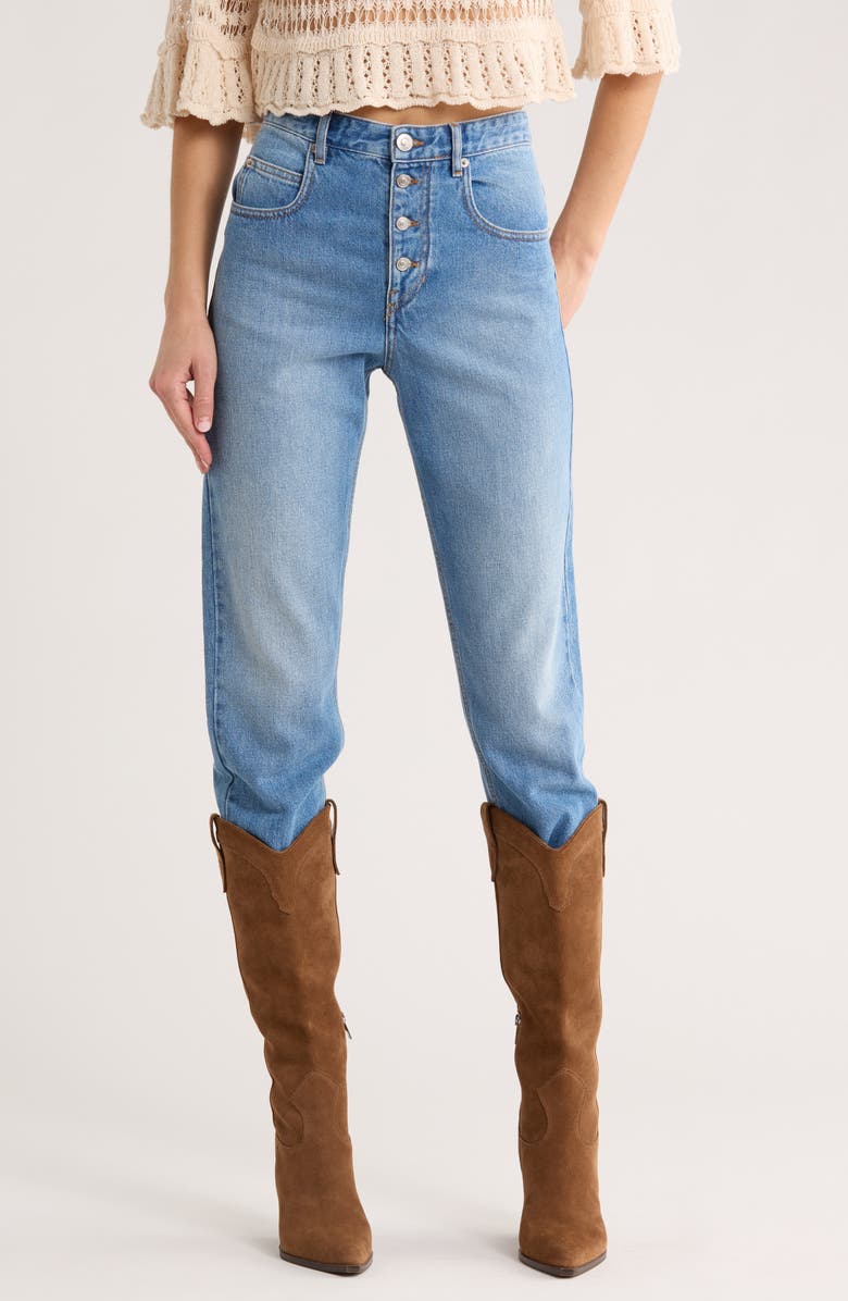 Isabel Marant Étoile Belden High Waist Crop Straight Leg Jeans, Main, color, Light Blue