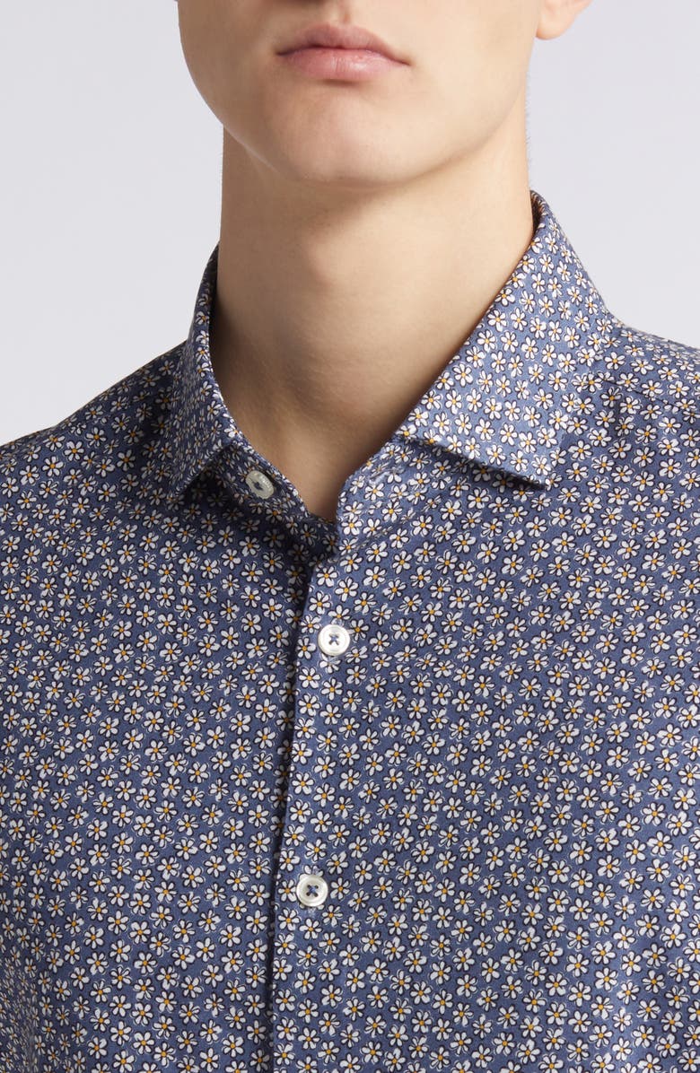 Stone Rose Floral Short Sleeve Stretch Cotton Blend Button-Up Shirt, Alternate, color, 