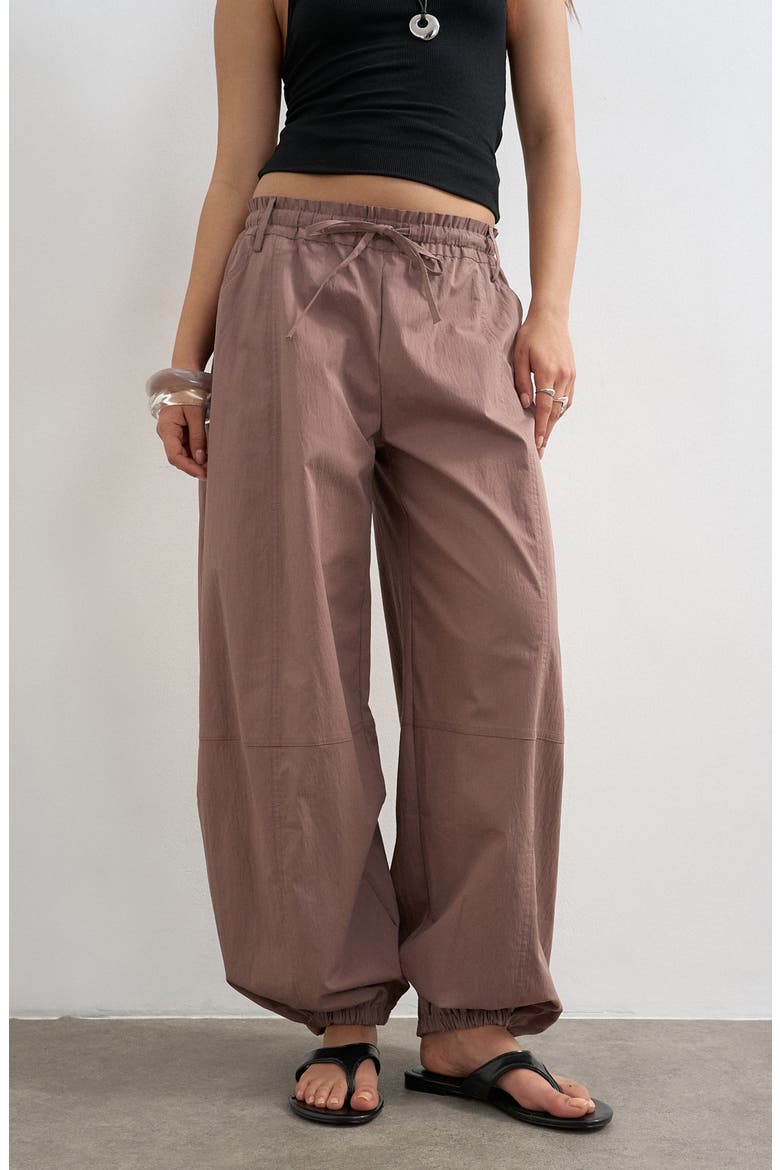 Tie Waist Elastic Cuff Pants, Main, color, BROWN