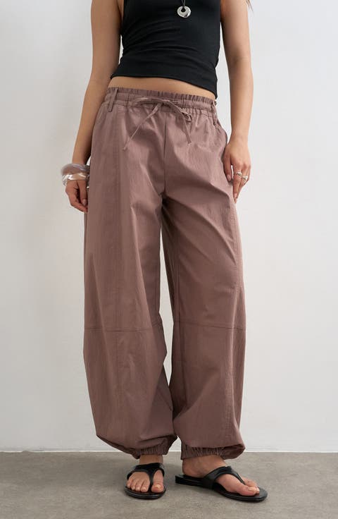 Tie Waist Elastic Cuff Pants