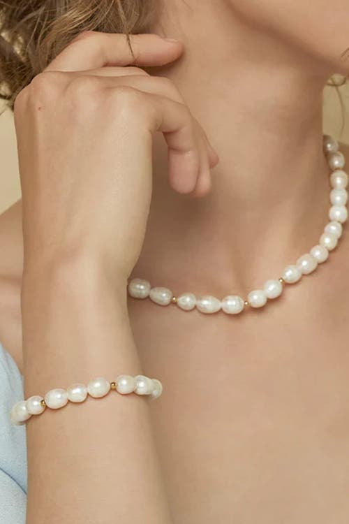 Bearfruit Jewelry Eternal Spring Cultured Pearl Bracelet In Gold