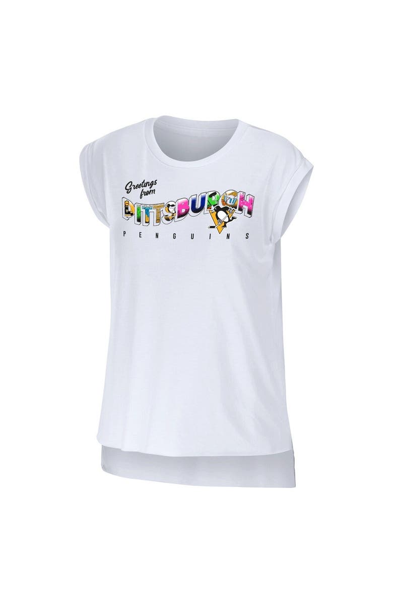 WEAR by Erin Andrews Women's WEAR by Erin Andrews White Pittsburgh Penguins Greetings From Muscle T-Shirt, Alternate, color, White