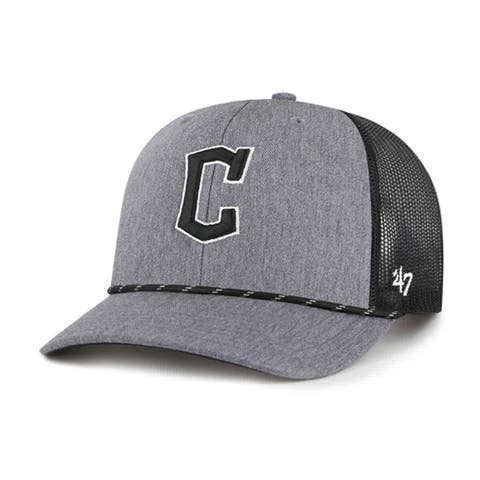 Men's '47 Charcoal Cleveland Guardians Carbon Rope Trucker Adjustable Hat