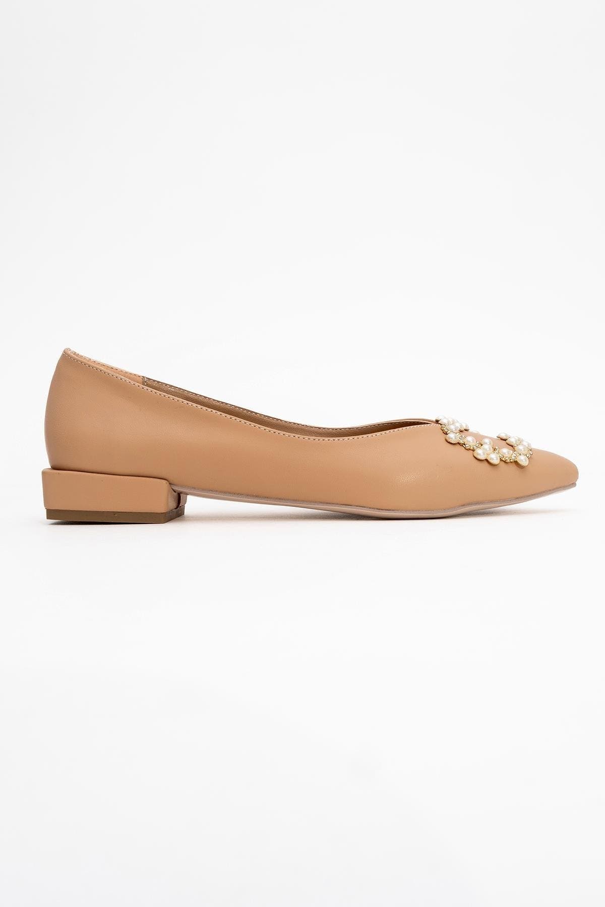 Prologue Shoes Ghent Pearl Embellished Ballet Flat, Alternate, color, Beige