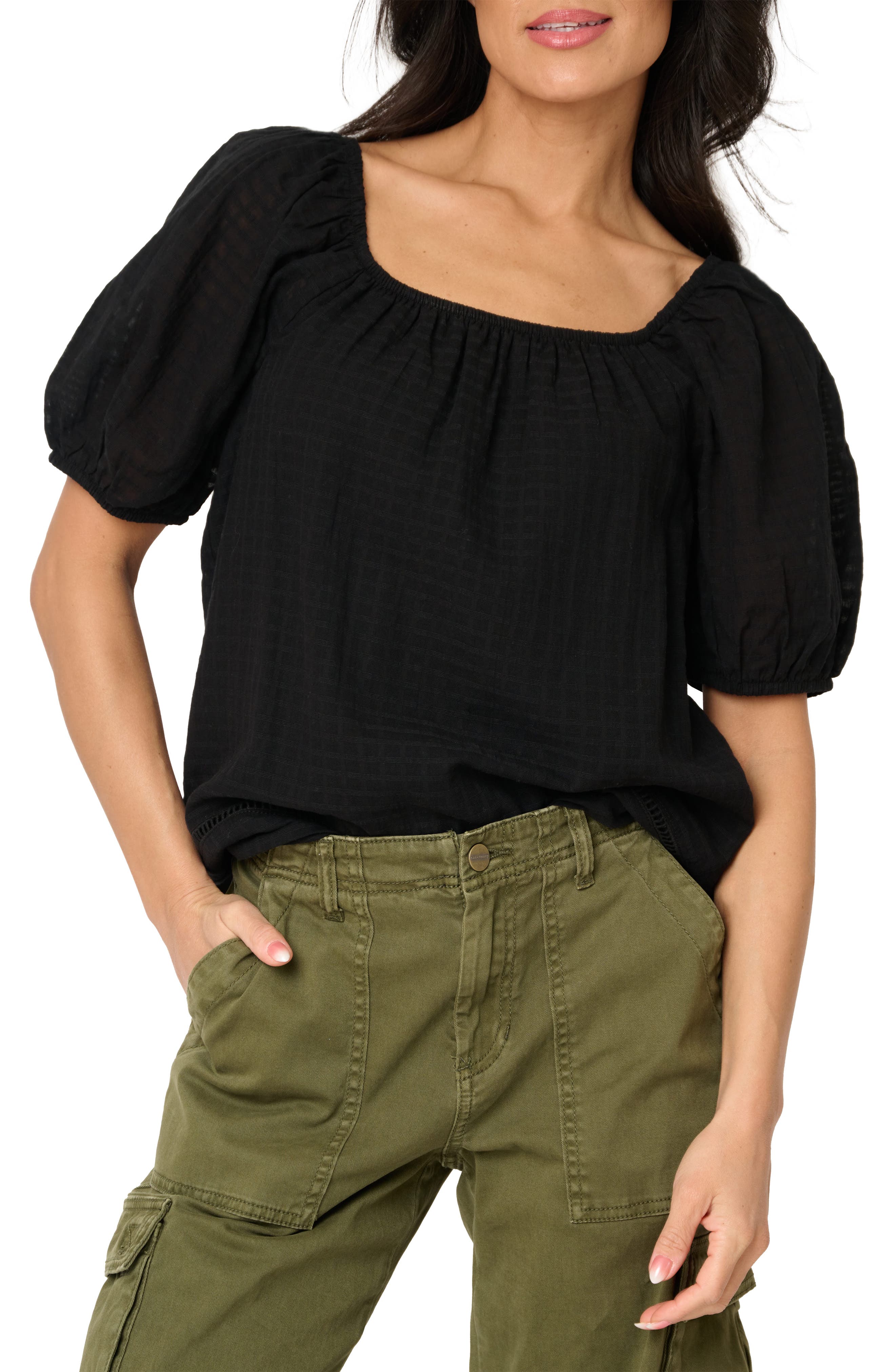 Convertible Neck Gauze Top