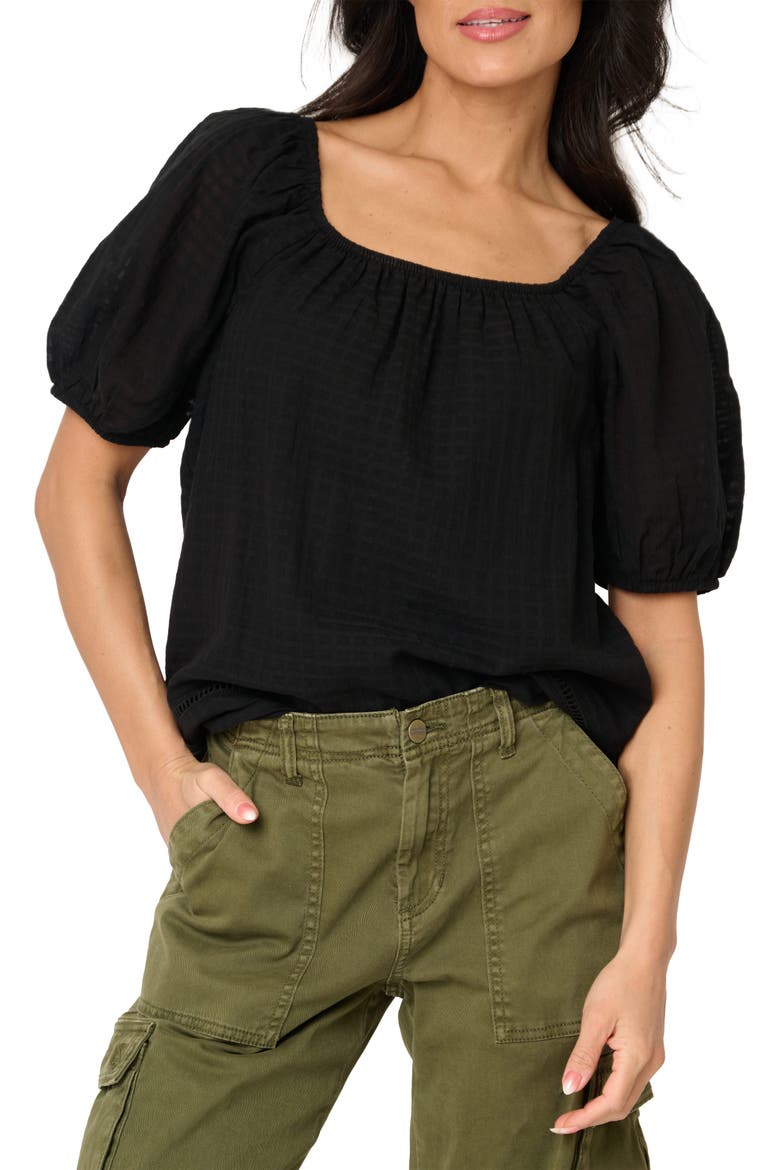 Convertible Neck Gauze Top, Main, color, BLACK