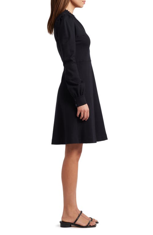 Caslon ® Zip-front Long Sleeve Ponte Dress In Black