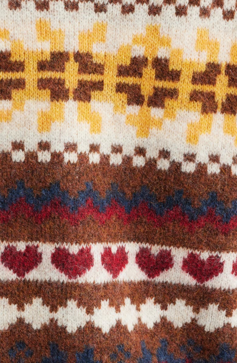 Lucky Brand Fair Isle Cardigan, Alternate, color, Bitter Chocolate