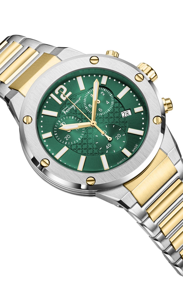 FERRAGAMO F-80 Two-Tone Chronograph Watch, 42mm, Alternate, color, Two Tone