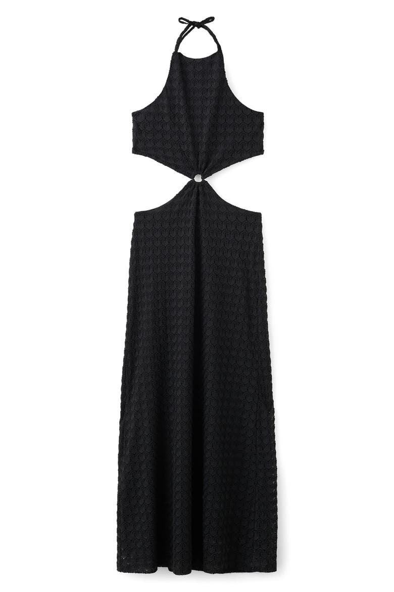 Embroidered Cutout Halter Maxi Dress, Main, color, BLACK