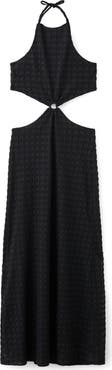 MANGO TEEN Embroidered Cutout Halter Maxi Dress
