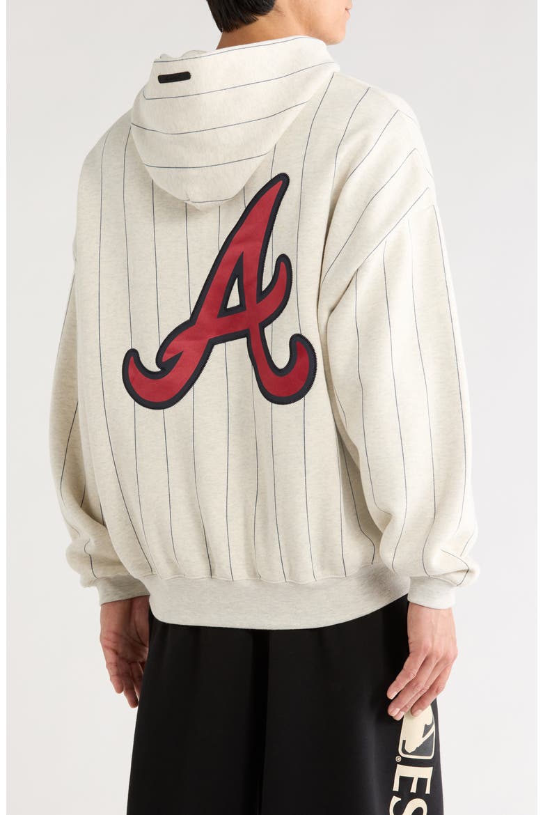 x MLB Braves Sport Cotton Blend Graphic Hoodie, Alternate, color, OATMEAL HEATHER/ PINSTRIPES