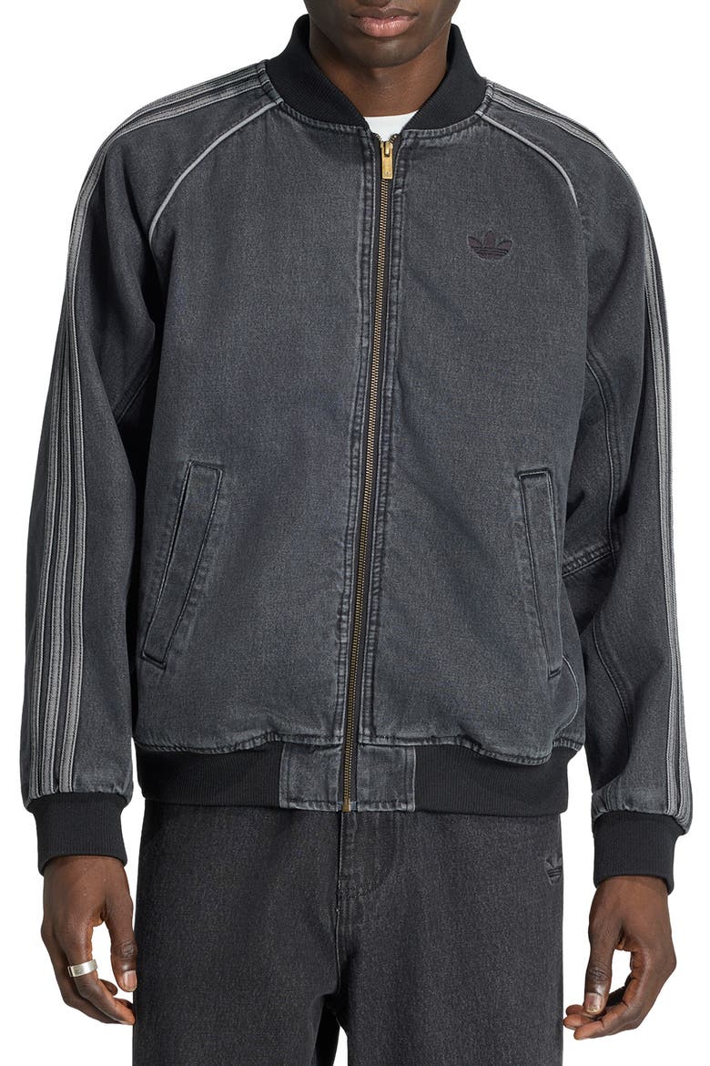 Adicolor Denim Track Jacket, Main, color, TRUE BLACK DENIM