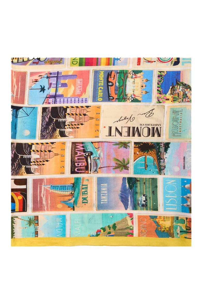 Traveler Postcard Cotton Scarf, Alternate, color, MULTI