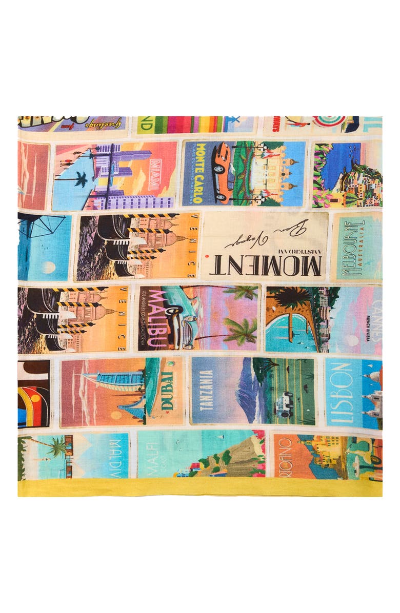 SAACHI Traveler Postcard Cotton Scarf, Alternate, color, Multi