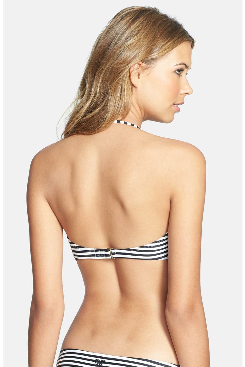 'Sunset Stripes' Twist Stripe Bandeau Bikini Top, Alternate, color, BLACK/ WHITE