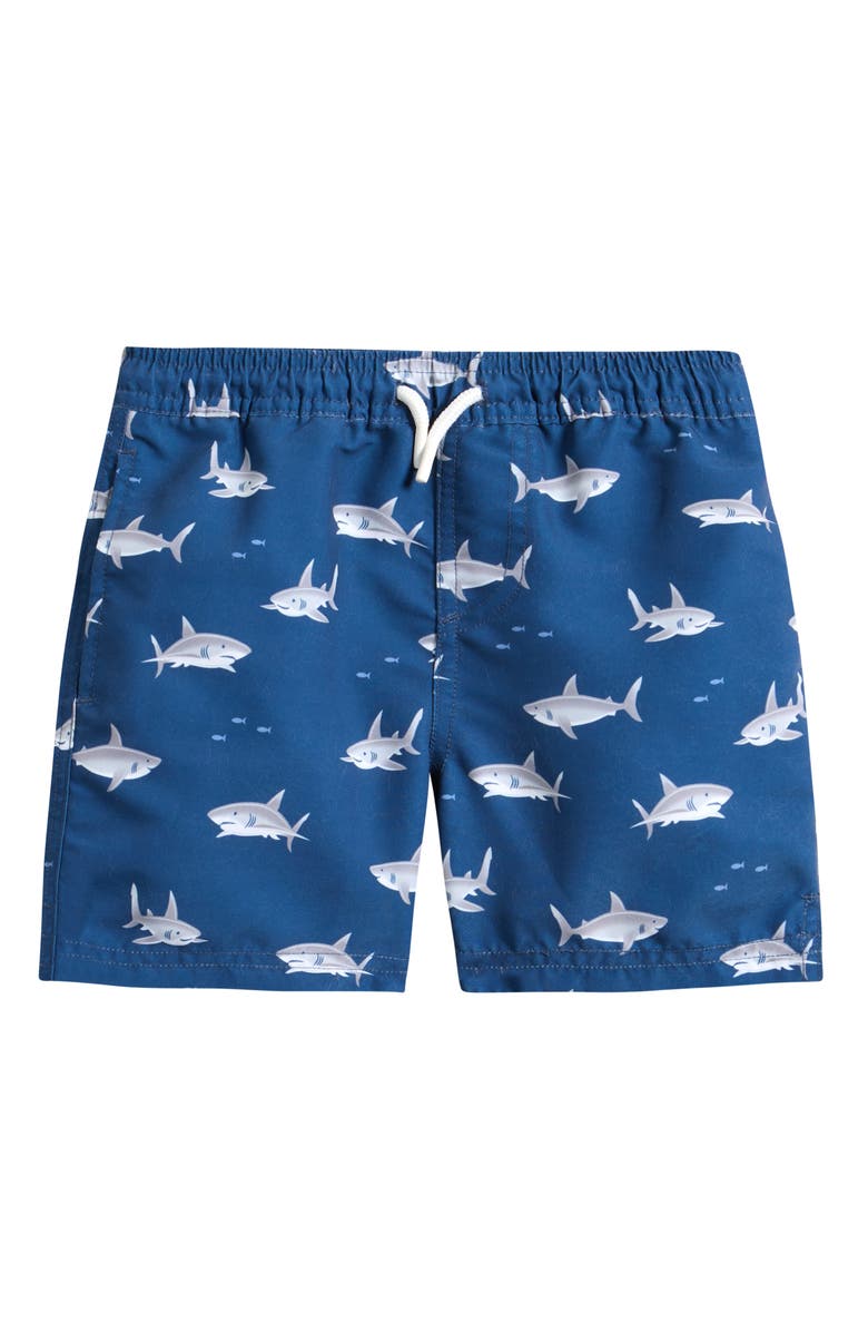 Petit Lem Kids' Shark Print Swim Trunks, Main, color, Dark Blue
