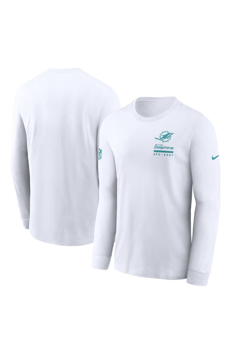Nike Men's Nike White Miami Dolphins Sideline Performance Long Sleeve T-Shirt, Alternate, color, White