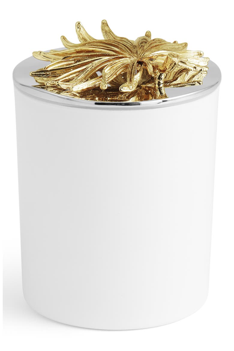 Palm Single Wick Scented Candle, Main, color, WHITE/ GOLD
