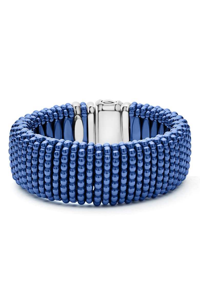 LAGOS Wide Blue Ceramic Caviar Bracelet, Main, color, 