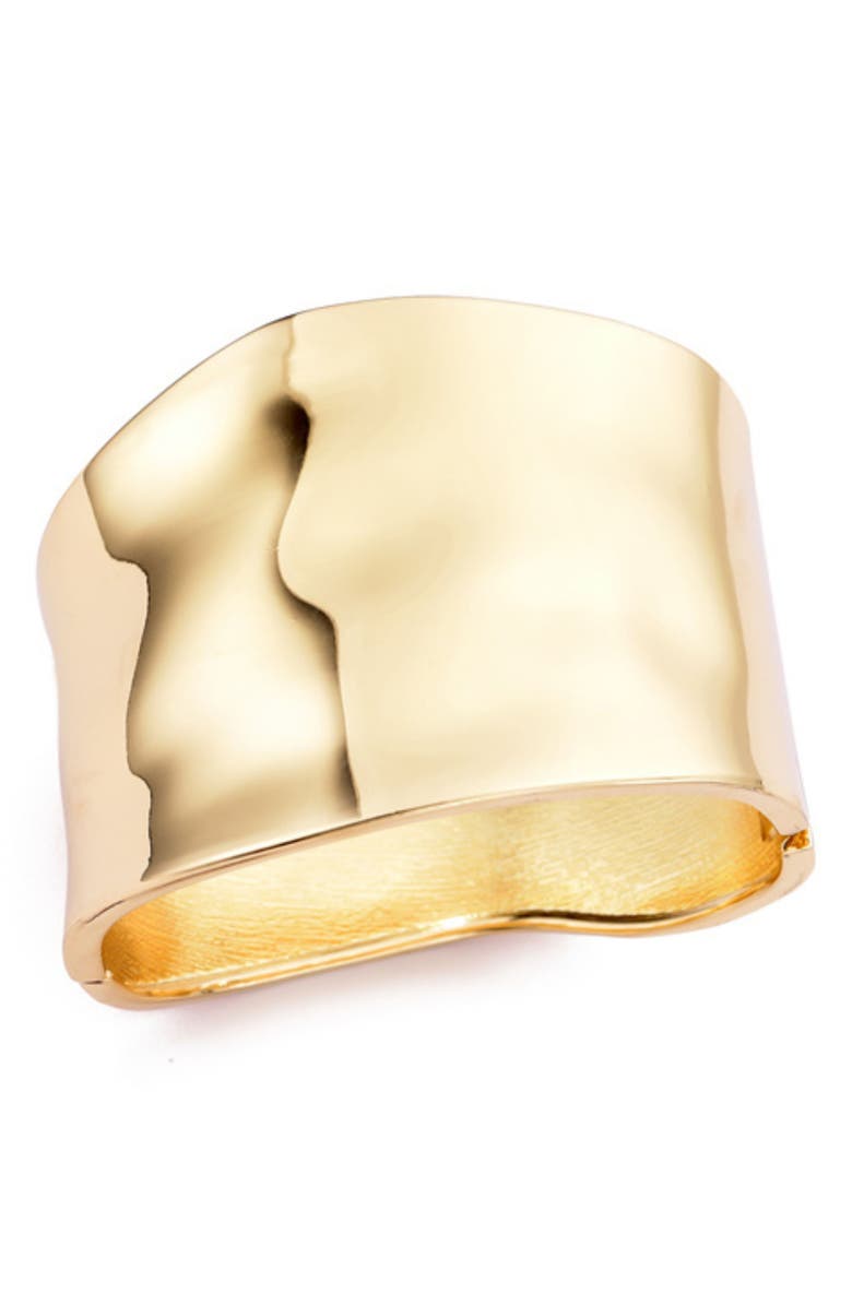 Adornia Hammered Bangle Bracelet, Main, color, Gold