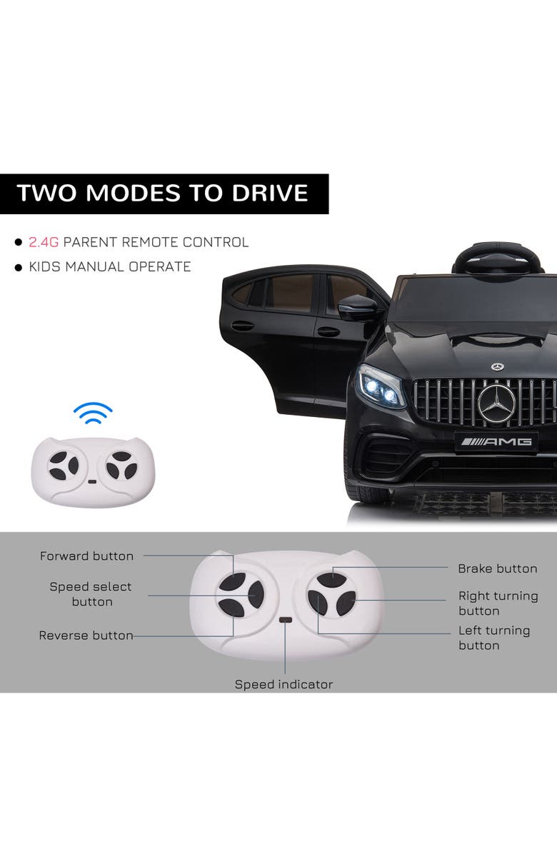 Aosom 12V Ride On Car with Remote Control, Mercedes Benz AMG, 2 Speed, Alternate, color, Black