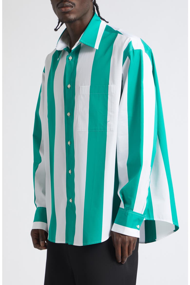 La Chemise Camargue Stripe Button-Up Shirt, Alternate, color, JACQUARD BIG STRIPES GREEN