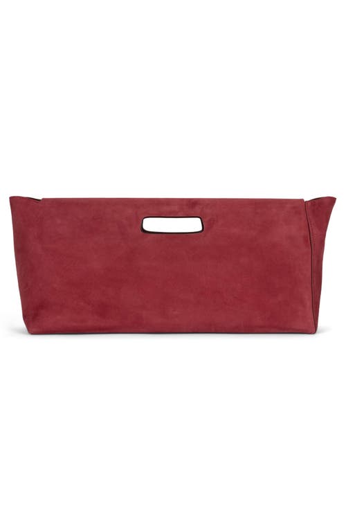 Jeffrey Campbell Toolbox Leather Clutch In Deep Rose Suede