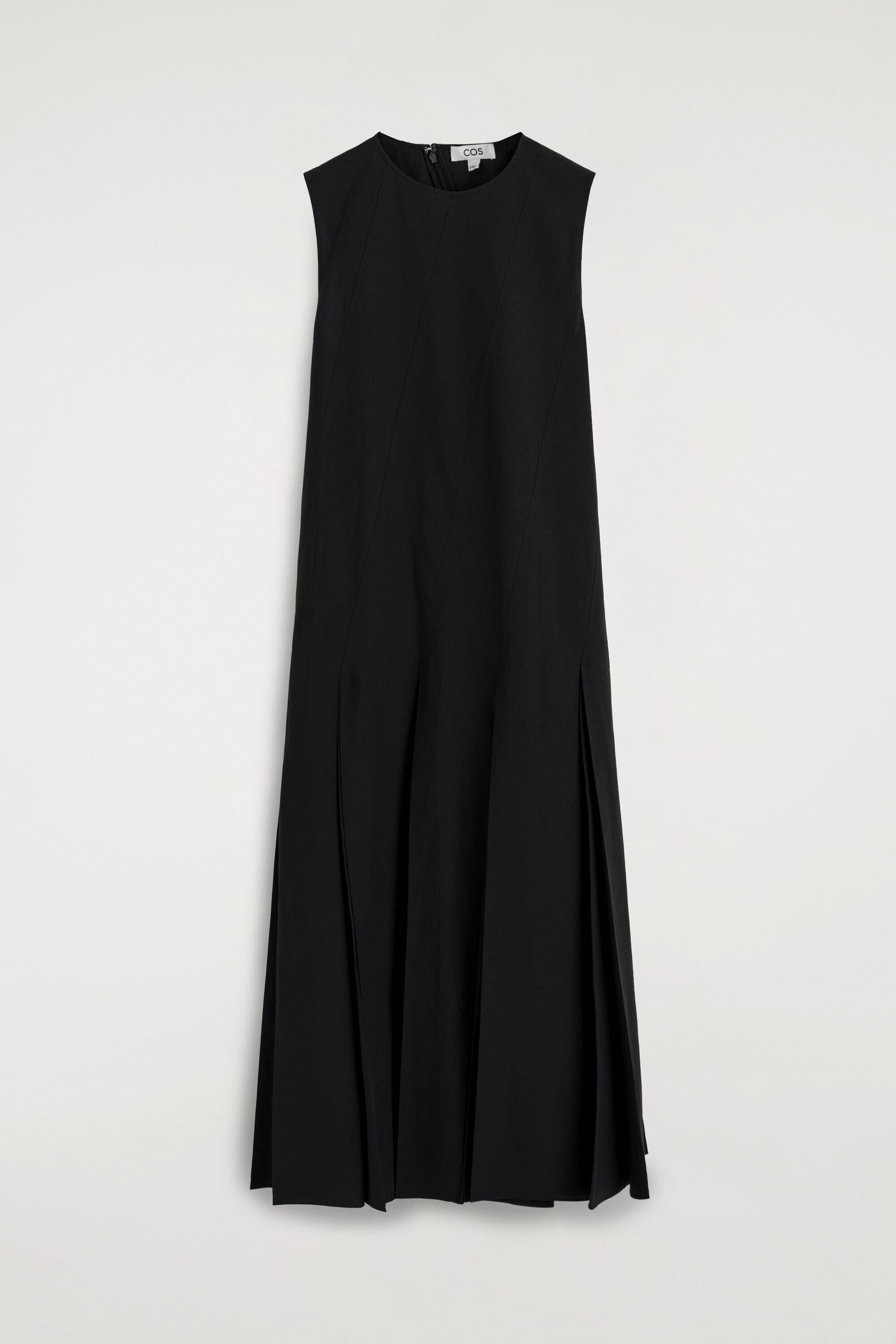 cotton & linen pleated cutout long dress Cotton & linen pleated cutout long dress - LightBlue