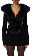 Naked Wardrobe Faux Fur Collar Cardigan