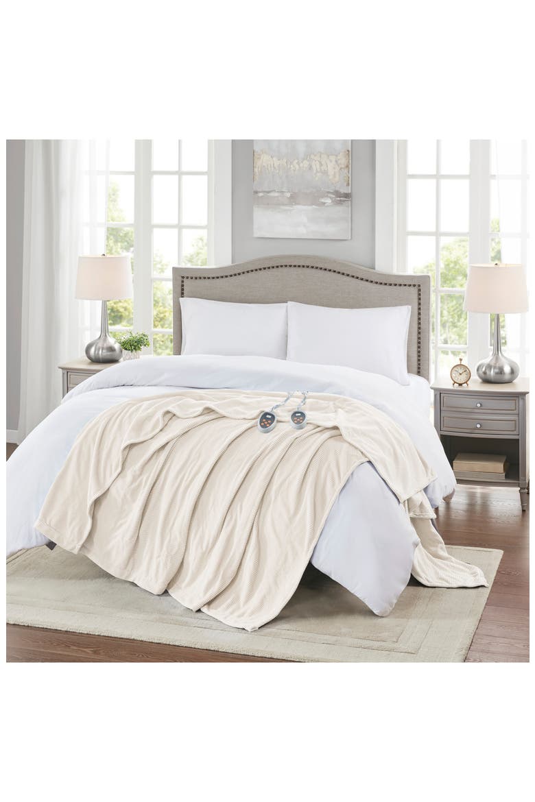 Electric Micro Fleece Heated Blanket, Alternate, color, IVORY