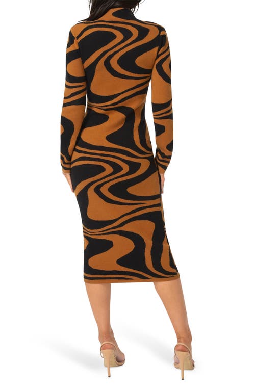 Bebe Jacquard Mock Neck Sweater Midi Dress In Multi