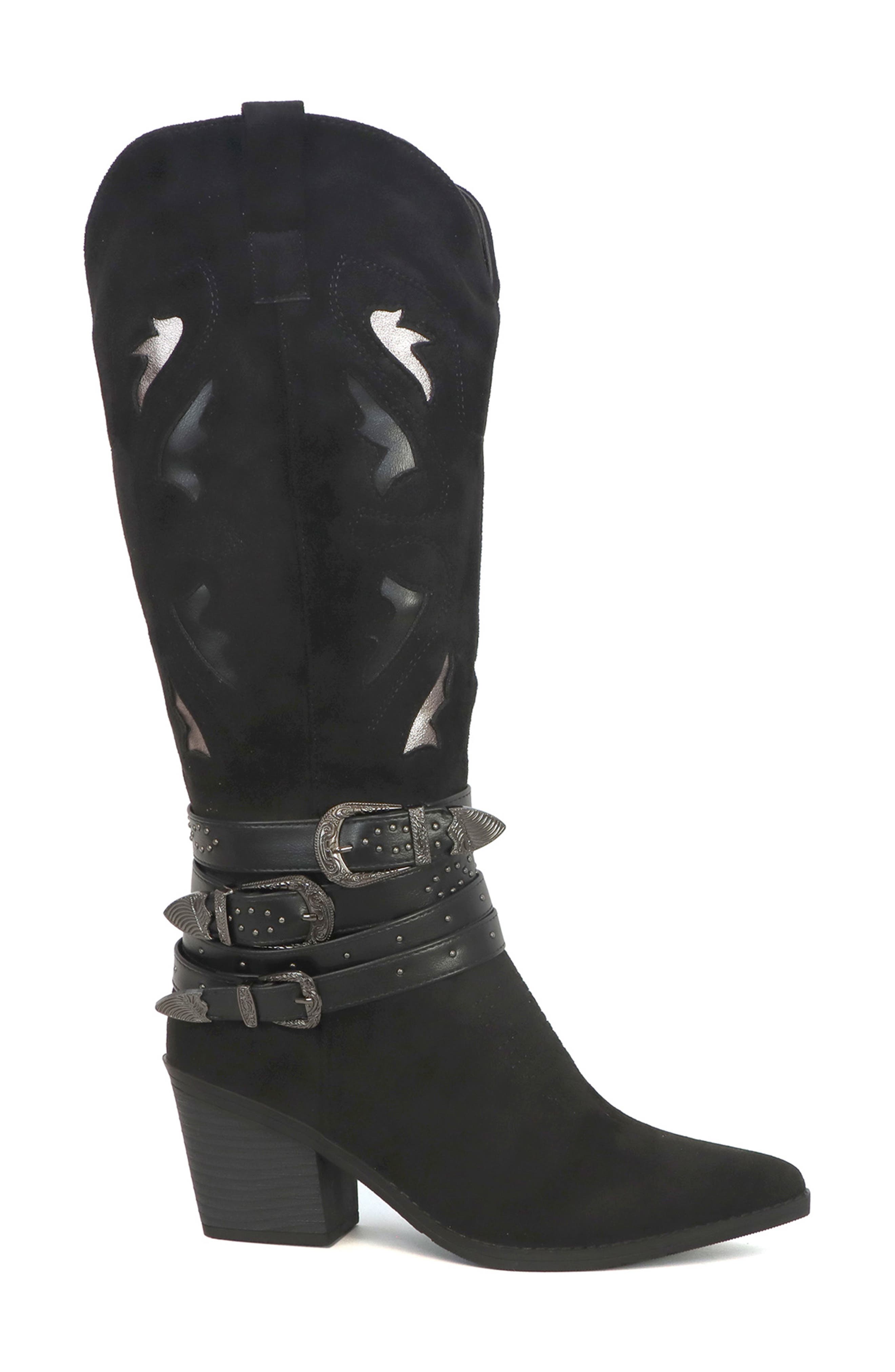 YOKI Gayle Wraparound Belt Western Boot, Alternate, color, Black