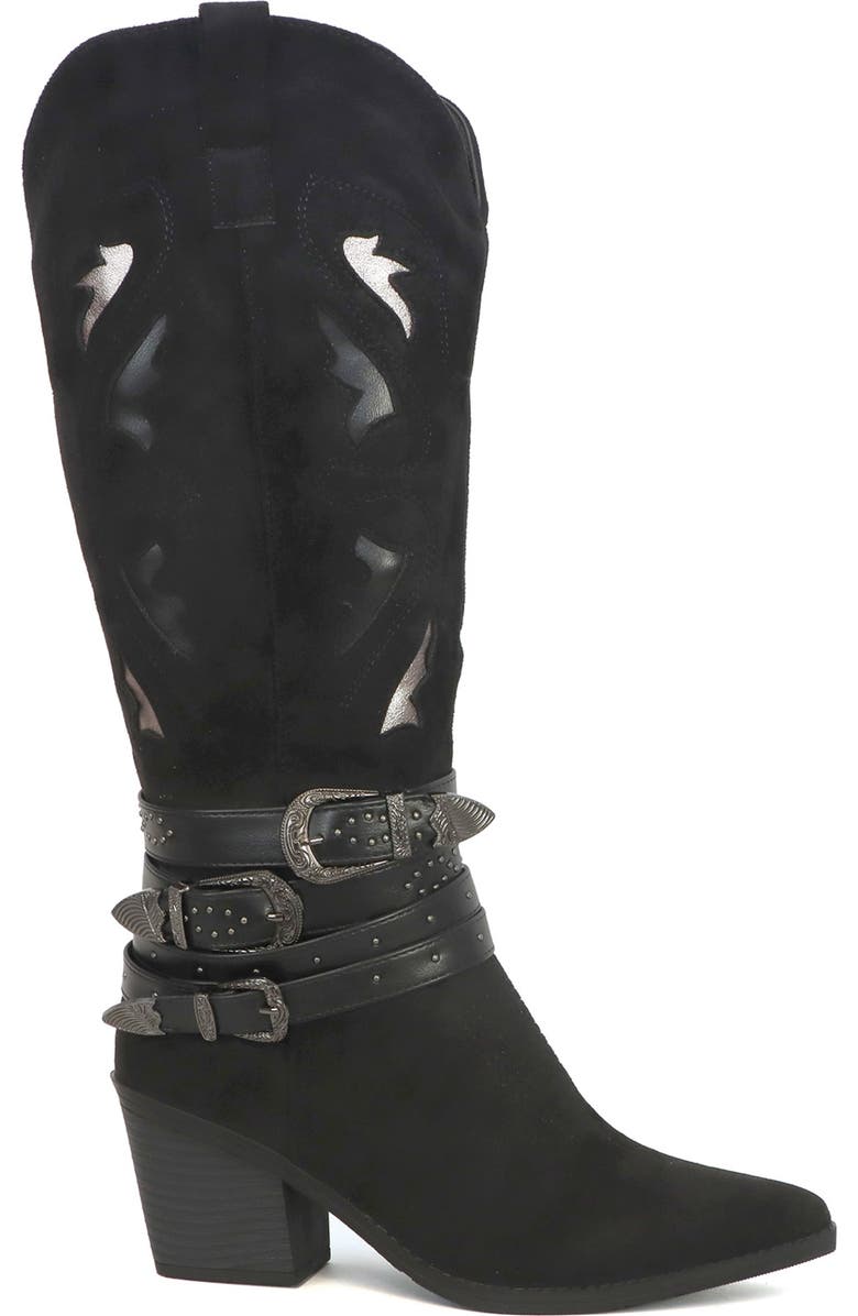 YOKI Gayle Wraparound Belt Western Boot, Alternate, color, Black