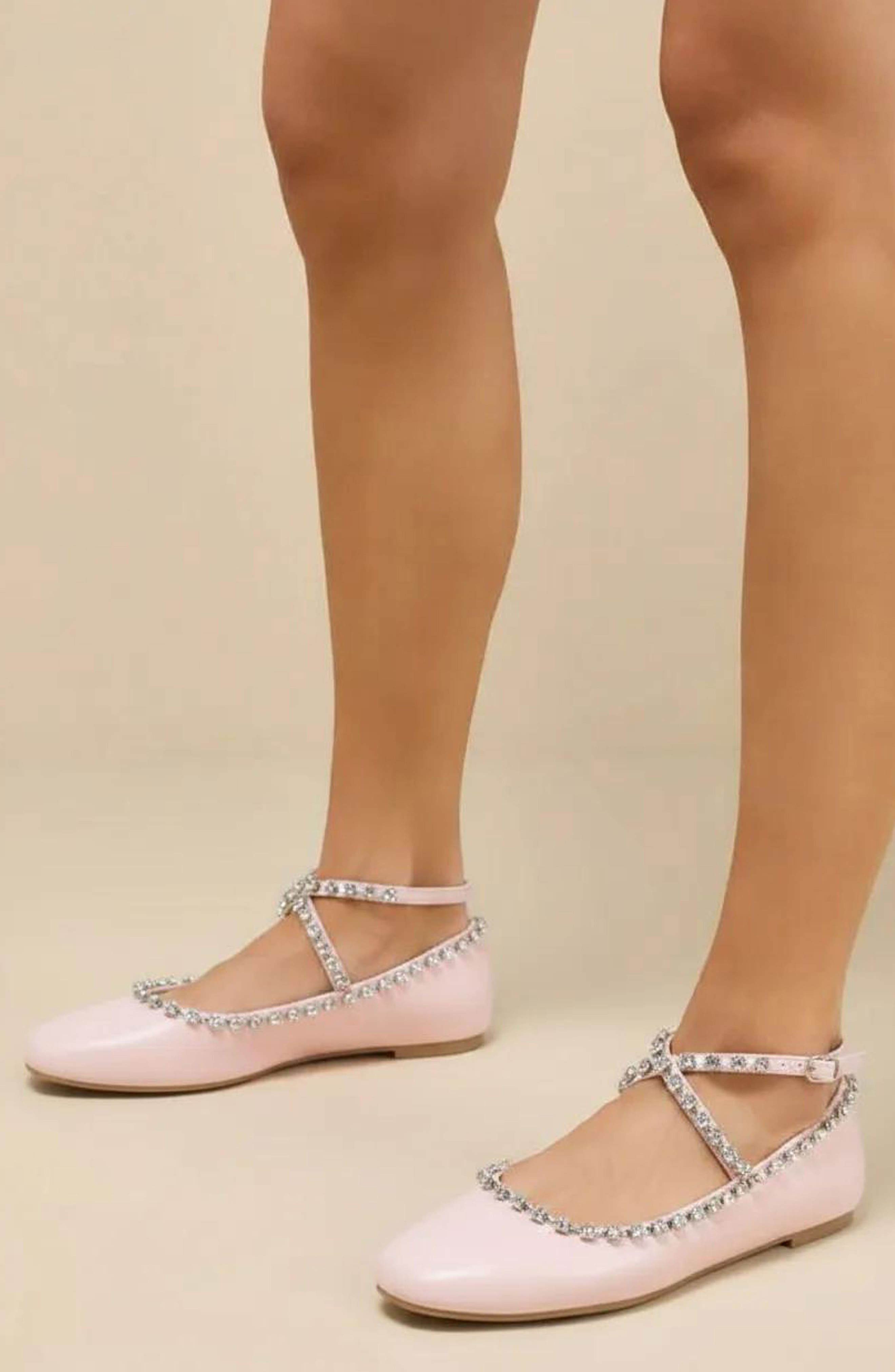Rhinestone Trim Ballet Flat, Alternate, color, PINK PU