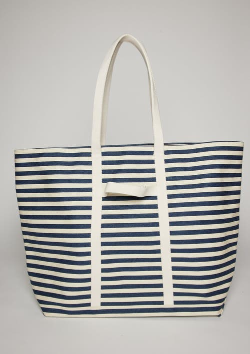 Hat Attack Sunhat Sized Traveler Tote In Navy Stripe