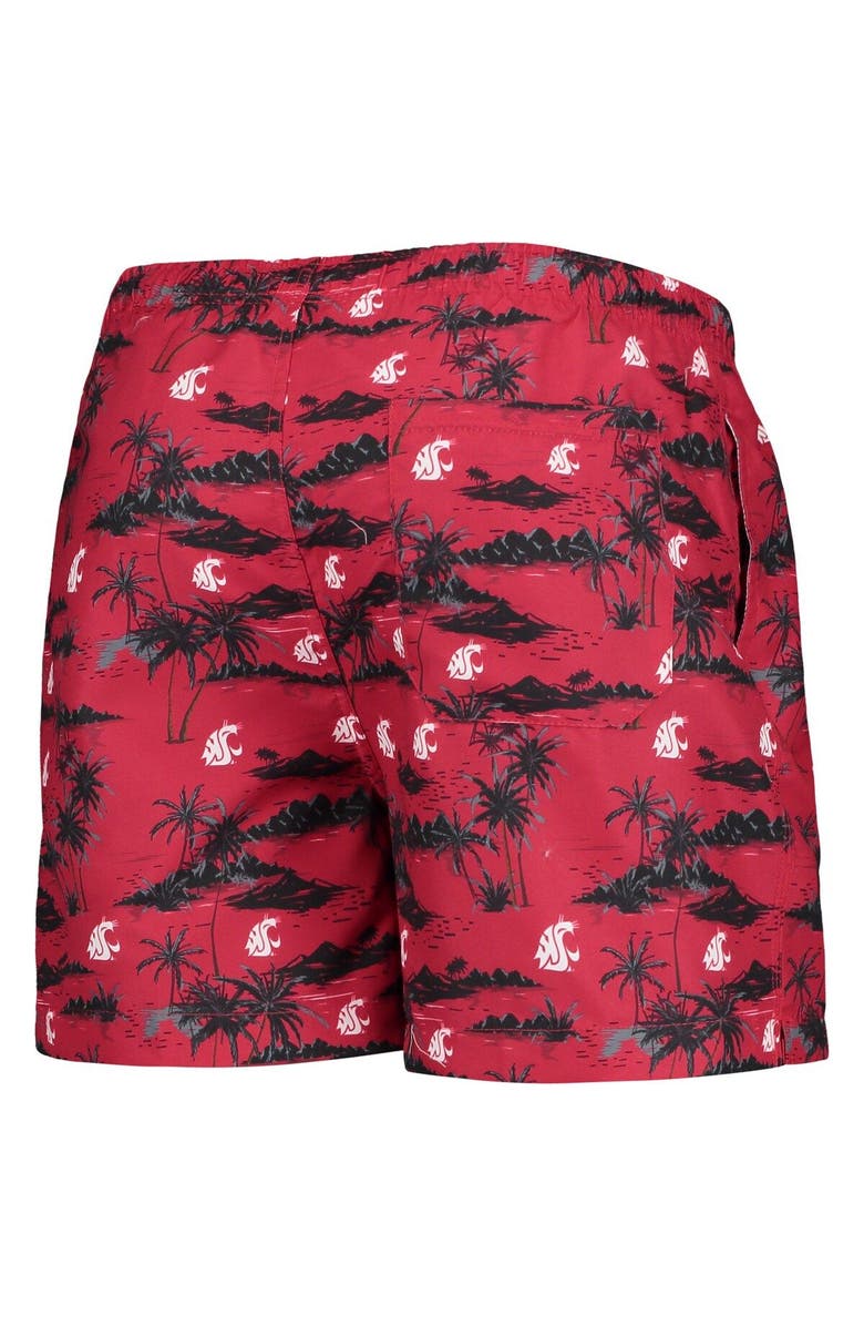FOCO Men's FOCO Crimson Washington State Cougars Island Palm Swim Trunks, Alternate, color, Crimson