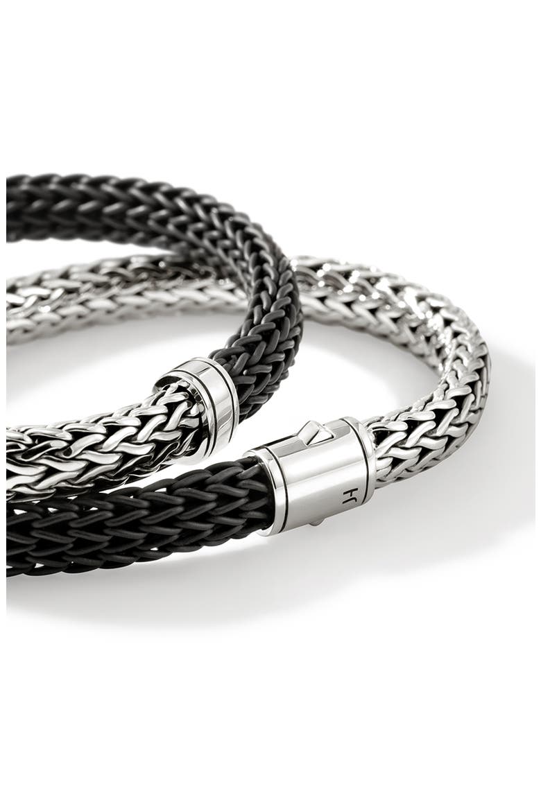 Icon Wrap, Sterling Silver, Rubber, 4.5mm, Alternate, color, SILVER/BLACK