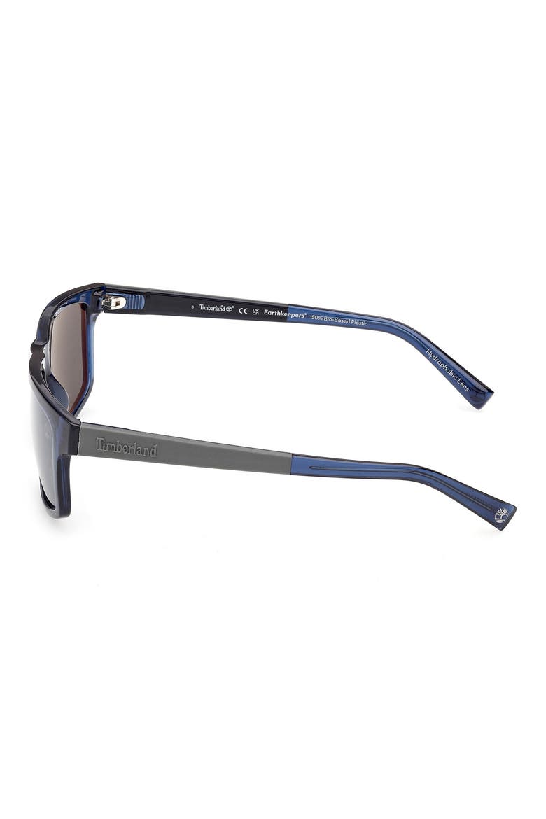 57mm Sunglasses, Alternate, color, SHINY BLUE / SMOKE POLARIZED