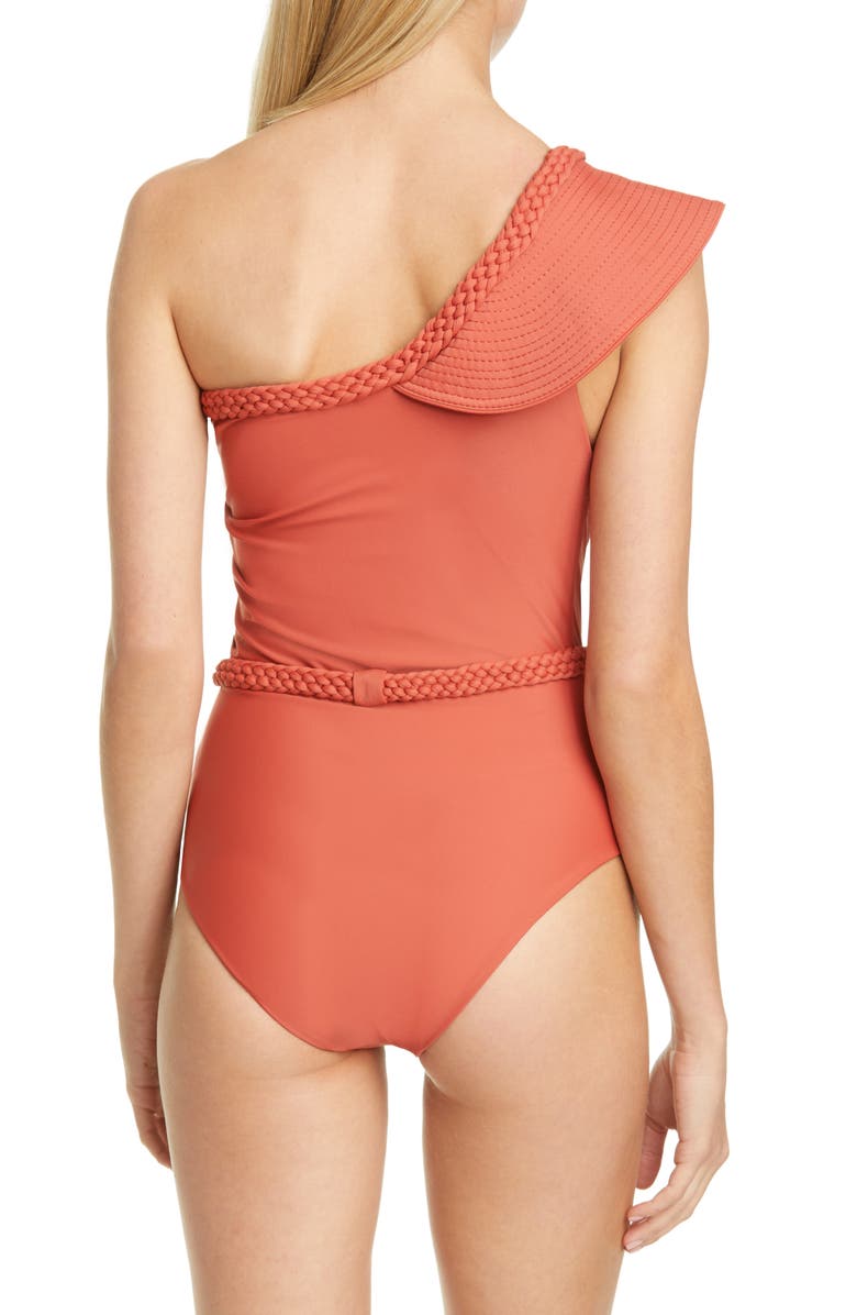 Johanna Ortiz Ruffle One-Shoulder One-Piece Swimsuit, Alternate, color,