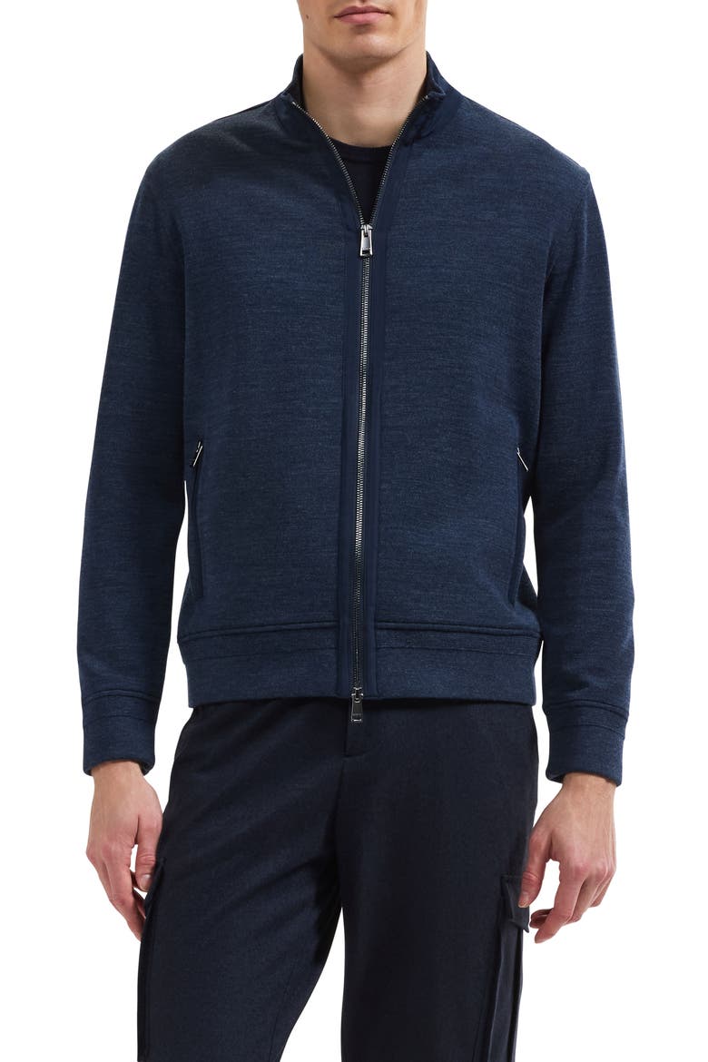 Full Zip Mock Neck Hoodie, Main, color, NAVY