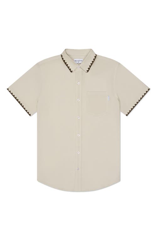 Shop Mavrans Weekend Short Sleeve Button-up Shirt In Beige