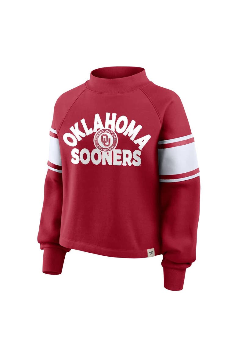 Women's Fanatics Crimson Oklahoma Sooners Oversized Hometown Premium Punt Coverage Raglan Pullover Sweatshirt, Alternate, color, Crimson