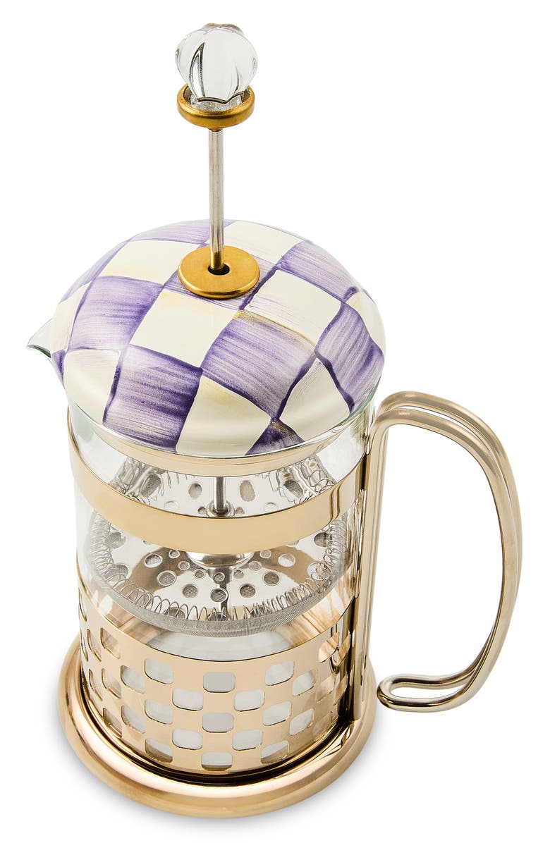 MACKENZIE CHILDS Violet Check French Press, Alternate, color, Violet