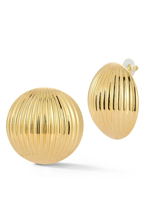 Rib Button Stud Earrings