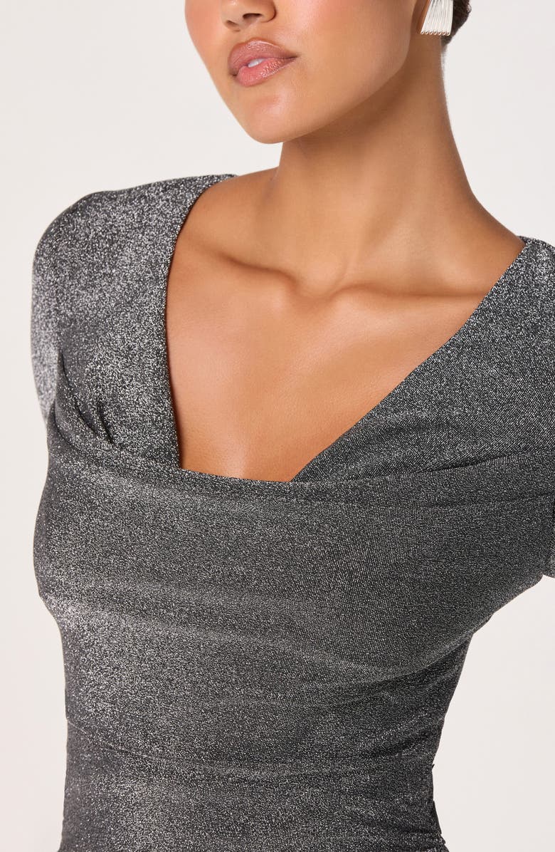 ASTR the Label Ruched Long Sleeve Knit Dress, Alternate, color, Silver
