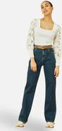 Yumi Ribbed Knitted Lace Sleeve Sweater