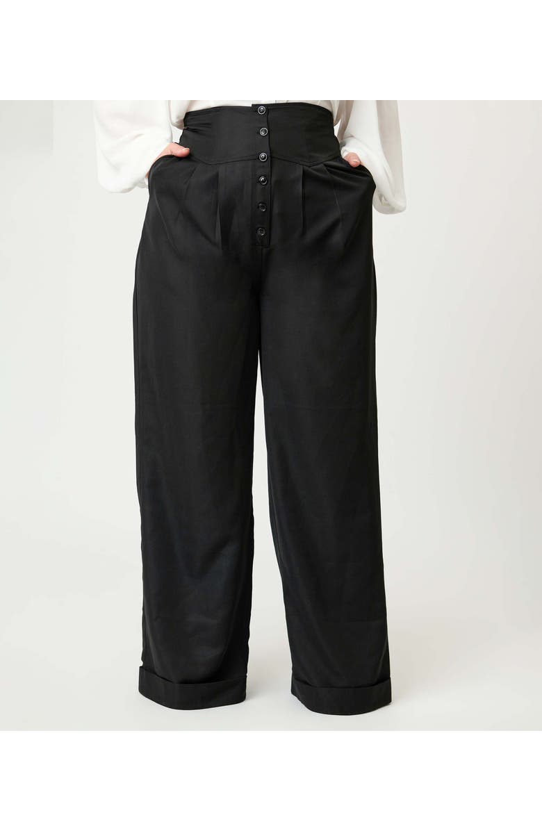 Unique Vintage Plus Size High Waist Trouser, Alternate, color, Black Solid